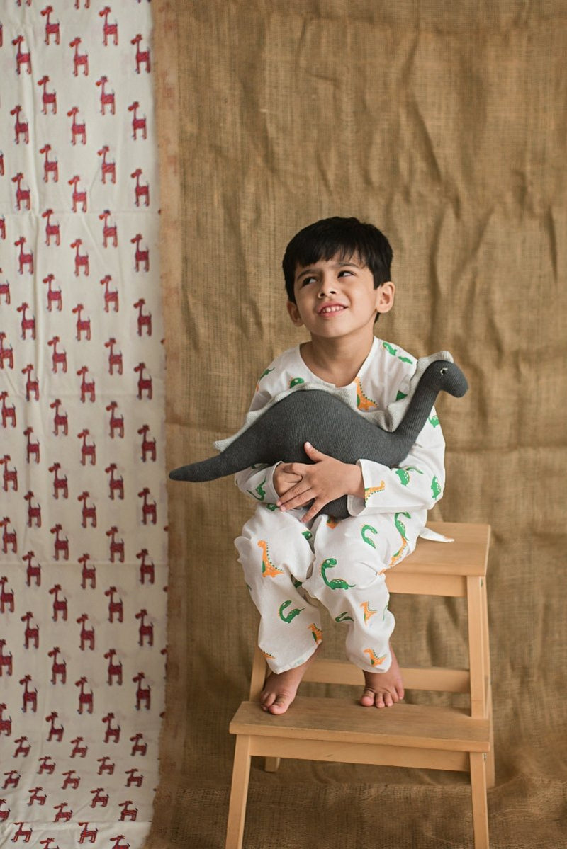 Dino Friends - Unisex Kids Cotton Nightwear | Verified Sustainable Kids Pyjamas on Brown Living™