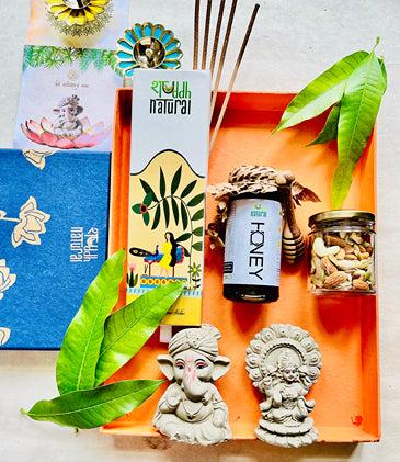 Diwali Hamper Festive Gift Box I Plantable Laxmi Ganesh I Incense sticksI Honey I Dry Fruits | Verified Sustainable Gift Giving on Brown Living™