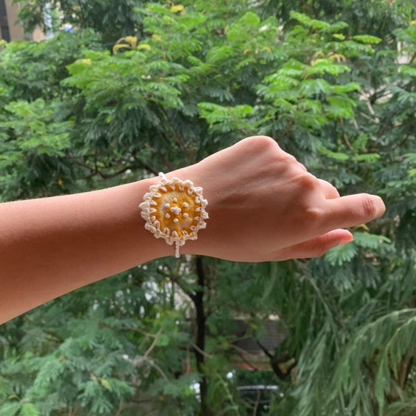 Dual Avtar Shibori Rakhi - Yellow | Reusable Rakhi | Verified Sustainable Rakhi on Brown Living™