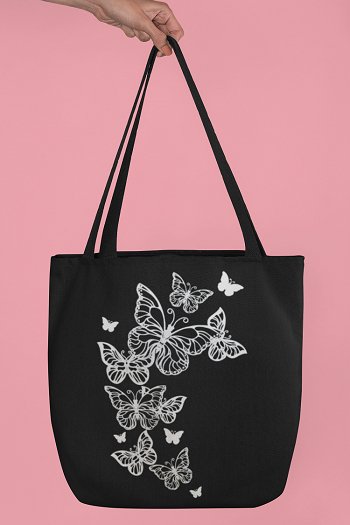 Eco - Friendly Tote Bag for Women with Zip for College & Office - Butterflies | Verified Sustainable Tote Bag on Brown Living™