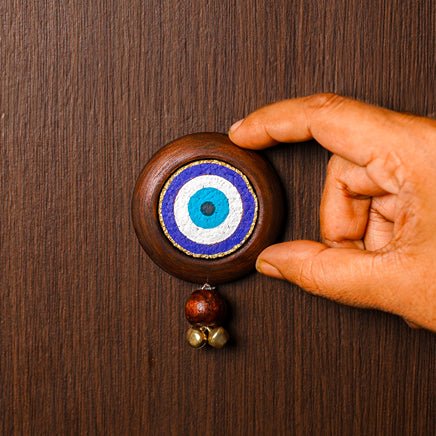 Evil Eye Diwali Reclaimed Wood Door Hanging | Pack of 2 | Verified Sustainable Wall Decor on Brown Living™