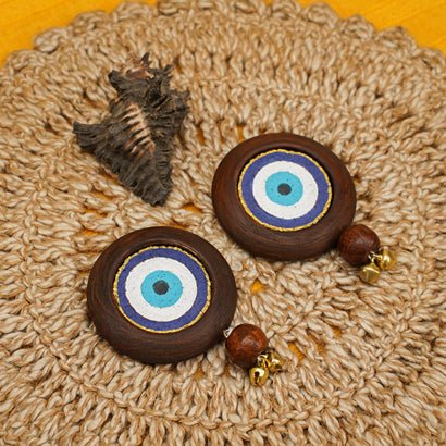 Evil Eye Diwali Reclaimed Wood Door Hanging | Pack of 2 | Verified Sustainable Wall Decor on Brown Living™