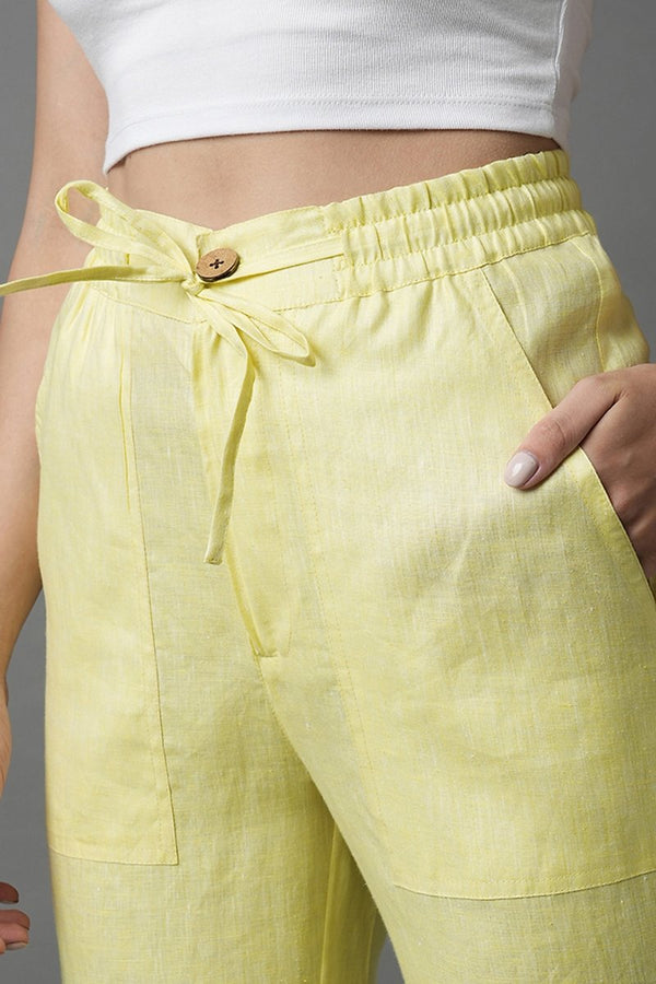 Flutter Tie up Pants - Yellow - 100% Hemp | Verified Sustainable Womens Pants on Brown Living™