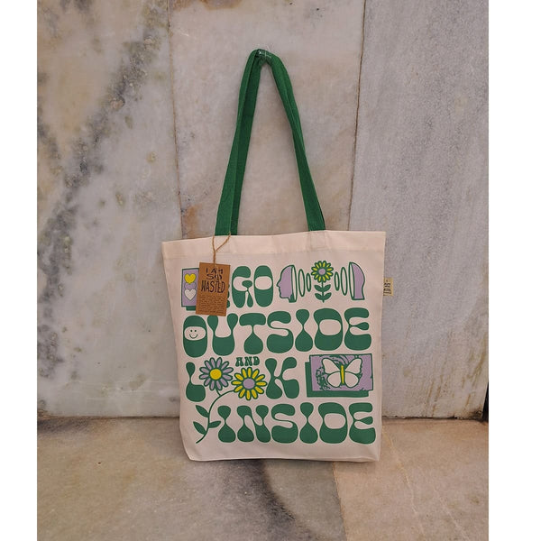 Green Handle - Recycled Polycotton Tote | Verified Sustainable Tote Bag on Brown Living™