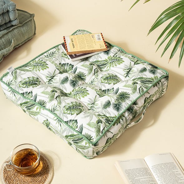 Green Leaf Sustainable Floor Cushion | Verified Sustainable Covers & Inserts on Brown Living™