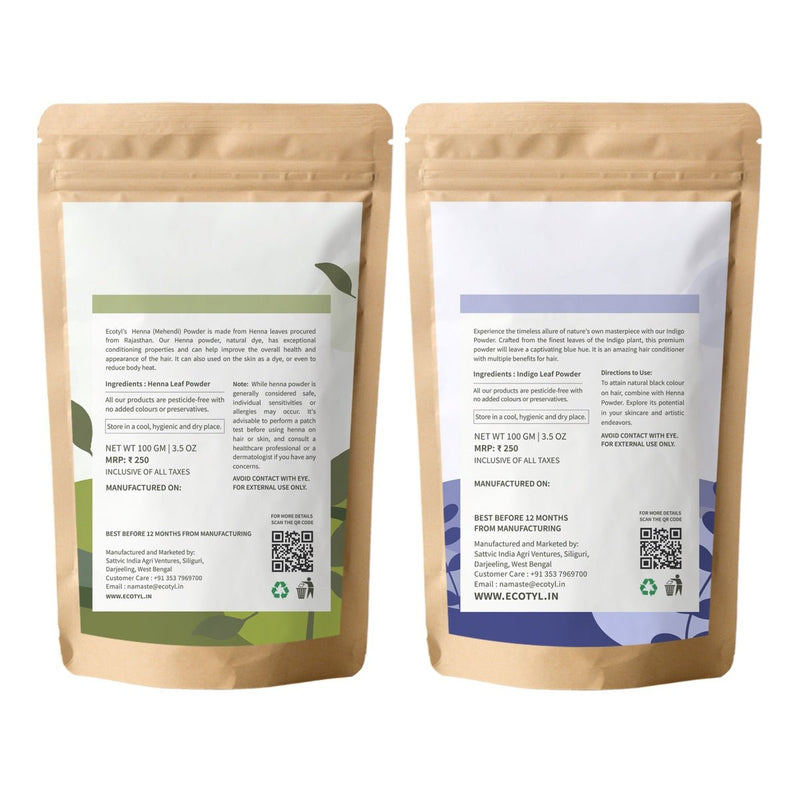 Hair Colour Combo- Henna Powder and Indigo Powder- 100g Each | Verified Sustainable Hair Colour on Brown Living™