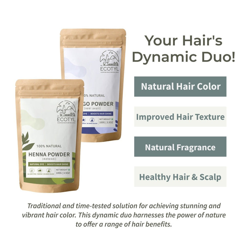 Hair Colour Combo- Henna Powder and Indigo Powder- 100g Each | Verified Sustainable Hair Colour on Brown Living™