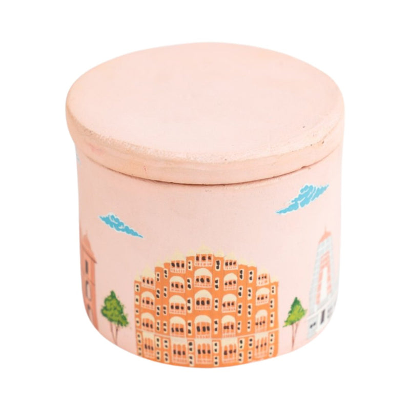 Hand Painted Terracotta Candle With Lid | Verified Sustainable Candles & Fragrances on Brown Living™