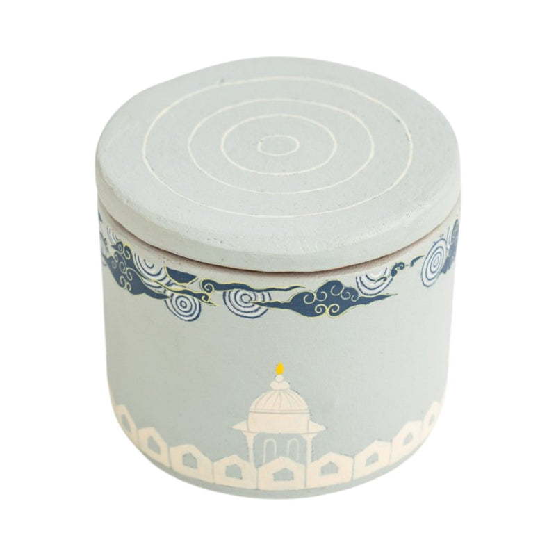 Hand Painted Terracotta Candle With Lid | Verified Sustainable Candles & Fragrances on Brown Living™