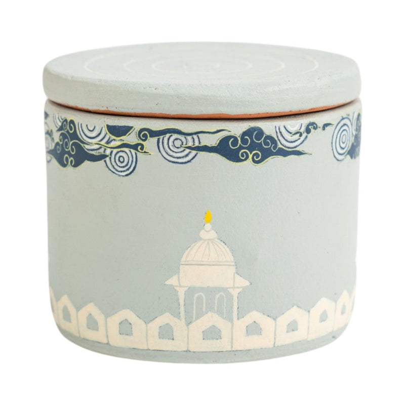 Hand Painted Terracotta Candle With Lid | Verified Sustainable Candles & Fragrances on Brown Living™