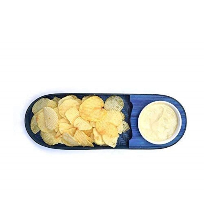 Handmade Bamboo Chip & Dip-Indigo | Verified Sustainable Trays & Platters on Brown Living™