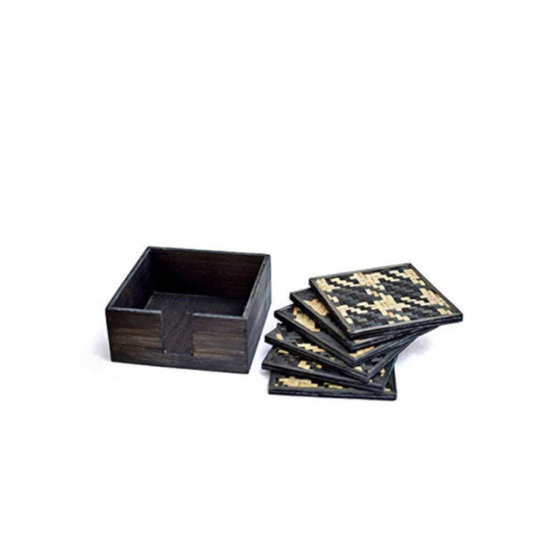 Handmade Bamboo Coasters - Black | Verified Sustainable Table Essentials on Brown Living™