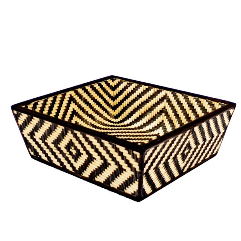 Handmade Bamboo Fruit Basket With Lid - Black | Verified Sustainable Trays & Platters on Brown Living™