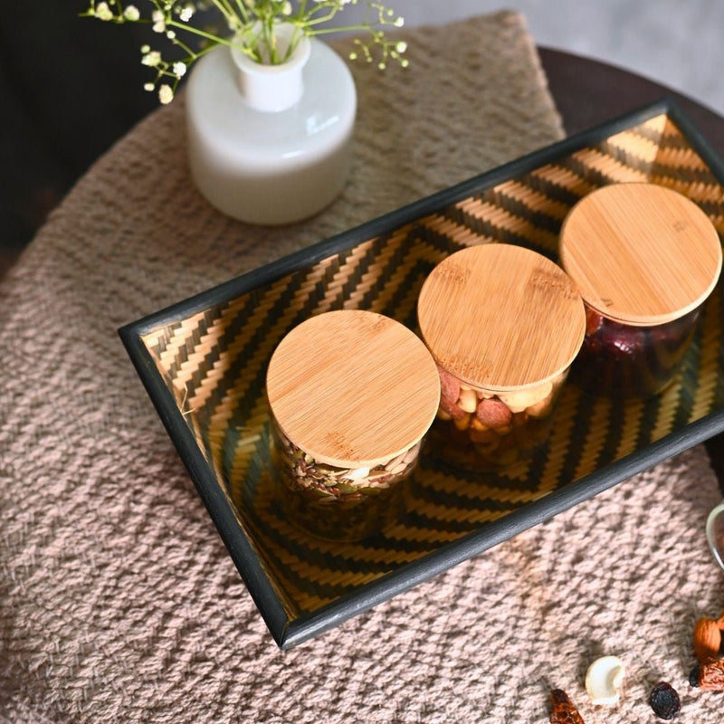 Handmade Bamboo Rectangular Basket - Black | Verified Sustainable Trays & Platters on Brown Living™