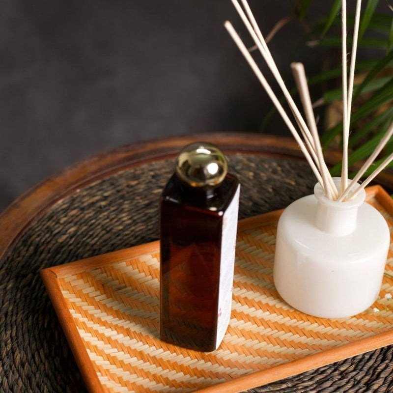 Handmade Bamboo Rectangular Bedside Tray - Orange | Verified Sustainable Trays & Platters on Brown Living™