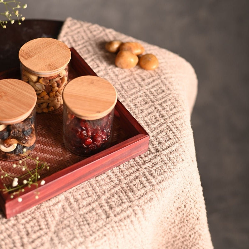 Handmade Bamboo Square Tray - Brown | Verified Sustainable Trays & Platters on Brown Living™