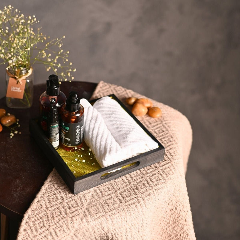 Handmade Bamboo Square Tray - Green | Verified Sustainable Trays & Platters on Brown Living™