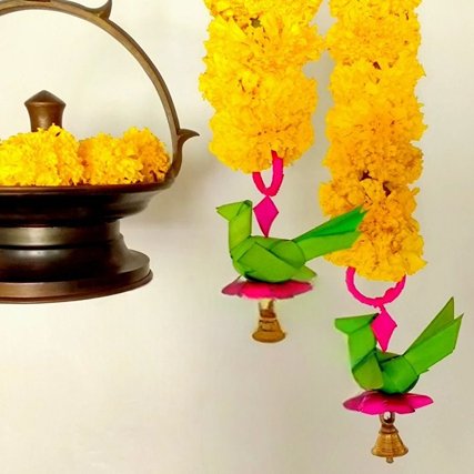 Handmade Palm Leaf Parrot Hanging I Diwali Decoration I Set of 2 | Verified Sustainable Home Decor on Brown Living™