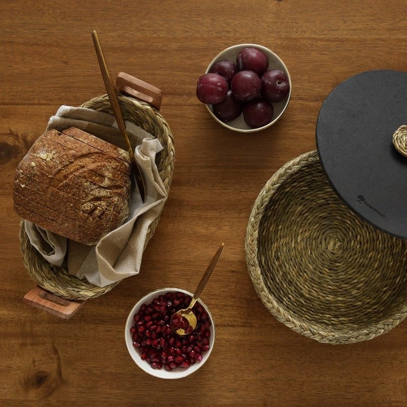 Handmade Sabai Grass Bread Basket-Large-Natural | Verified Sustainable Trays & Platters on Brown Living™