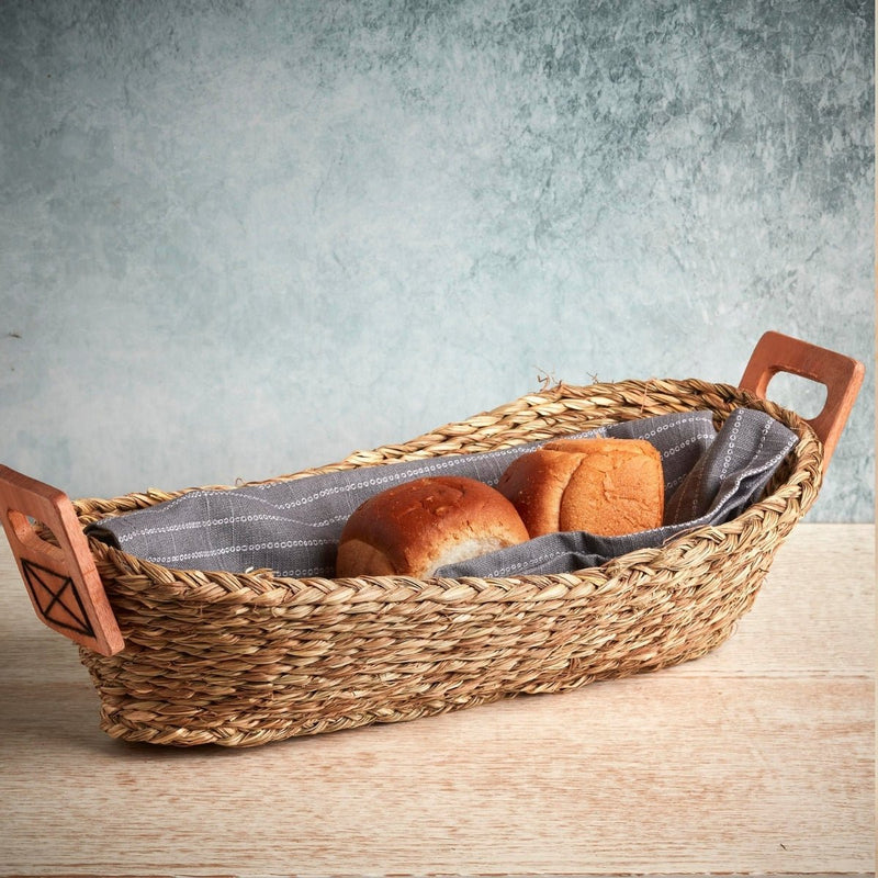 Handmade Sabai Grass Bread Basket-Large-Natural | Verified Sustainable Trays & Platters on Brown Living™