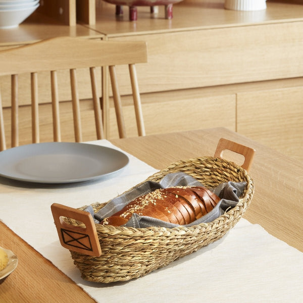 Handmade Sabai Grass Bread Basket-Large-Natural | Verified Sustainable Trays & Platters on Brown Living™