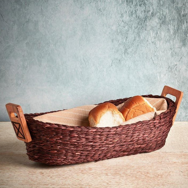 Handmade Sabai Grass Bread Basket-Small-Brown | Verified Sustainable Trays & Platters on Brown Living™