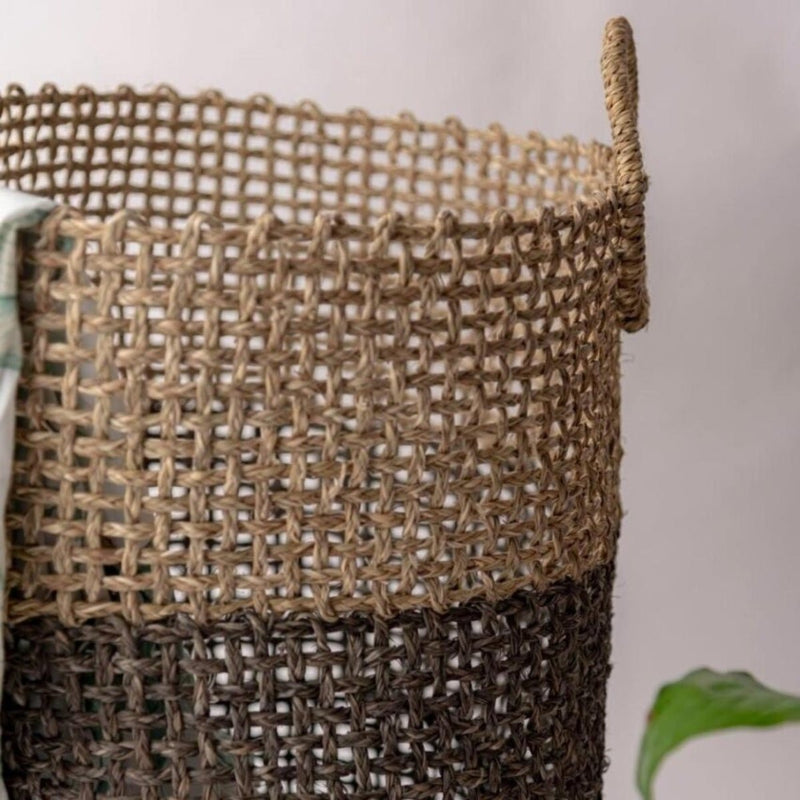 Handmade Sabai Grass Laundry Basket - Black | Verified Sustainable Baskets & Boxes on Brown Living™