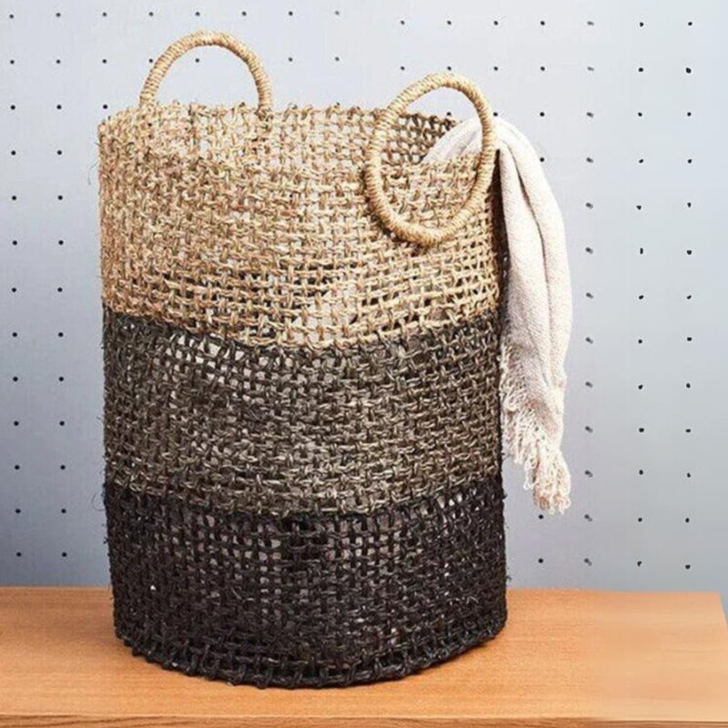 Handmade Sabai Grass Laundry Basket - Black | Verified Sustainable Baskets & Boxes on Brown Living™