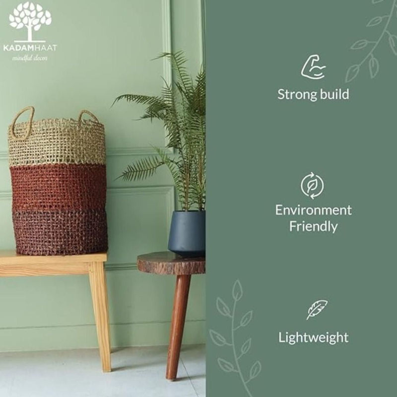 Handmade Sabai Grass Laundry Basket - Brown | Verified Sustainable Baskets & Boxes on Brown Living™