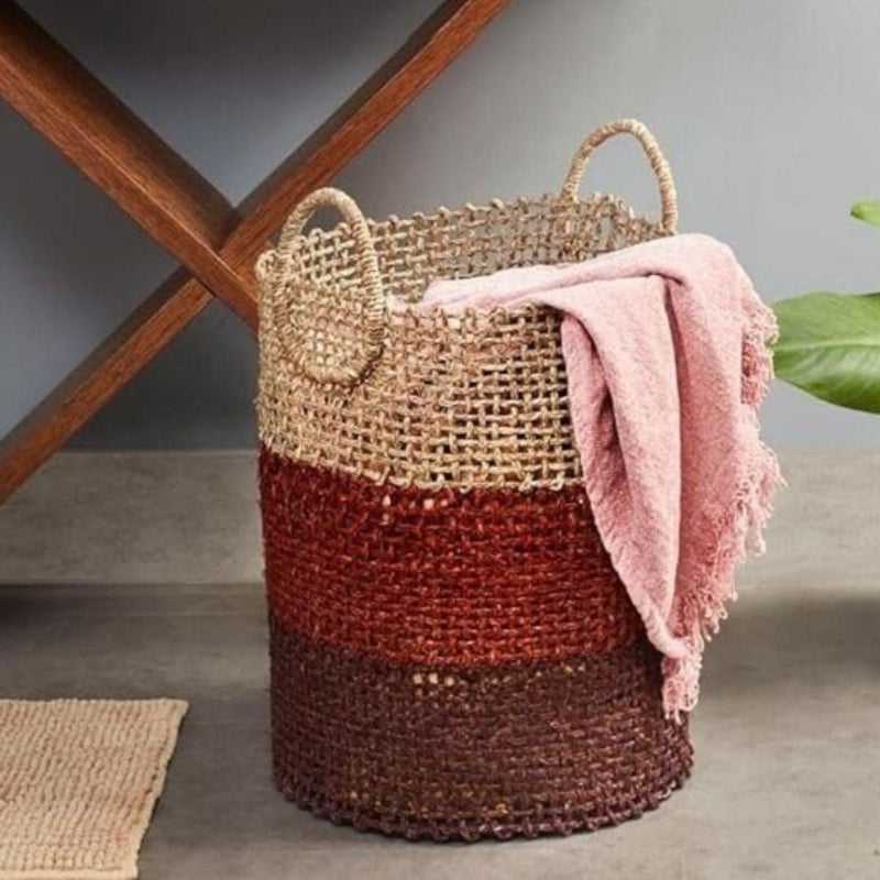 Handmade Sabai Grass Laundry Basket - Brown | Verified Sustainable Baskets & Boxes on Brown Living™