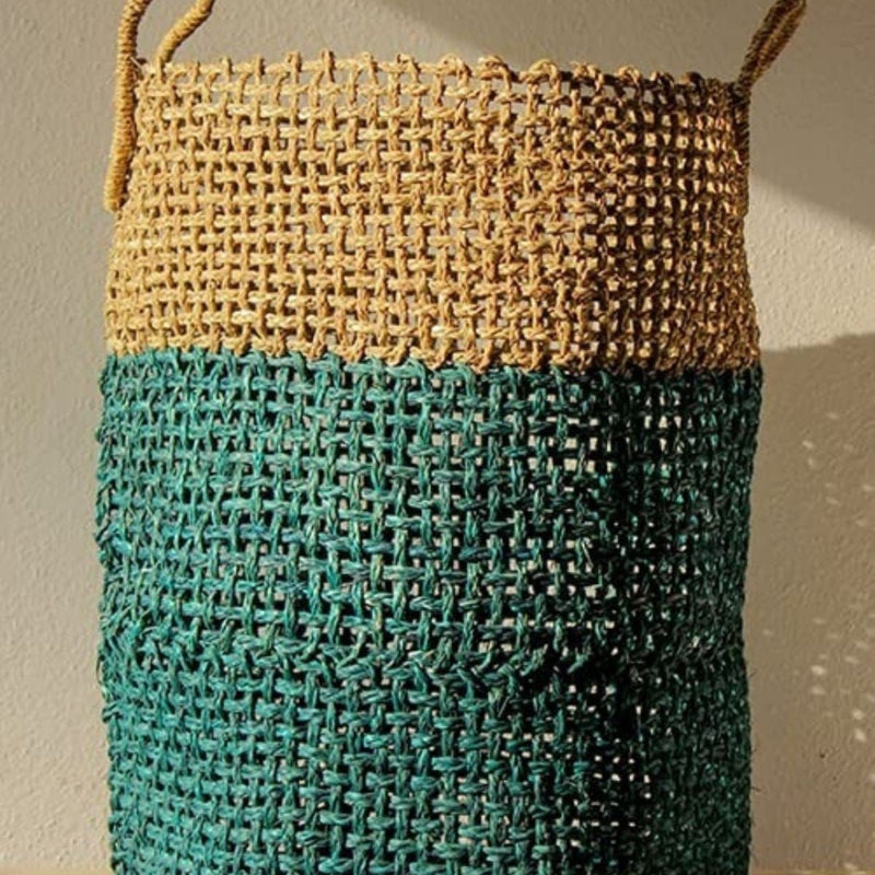 Handmade Sabai Grass Laundry Basket - Indigo | Verified Sustainable Baskets & Boxes on Brown Living™