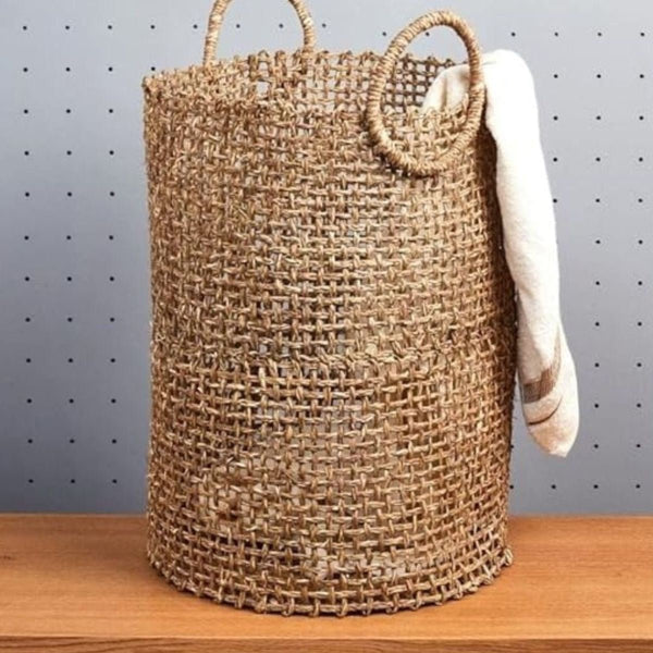 Handmade Sabai Grass Laundry Basket - Natural | Verified Sustainable Baskets & Boxes on Brown Living™