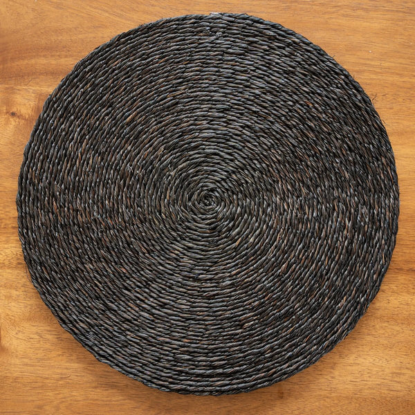 Handmade Sabai Grass Round Mats - Black | Verified Sustainable Table Decor on Brown Living™