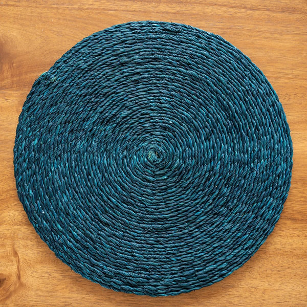 Handmade Sabai Grass Round Mats - Indigo | Verified Sustainable Table Decor on Brown Living™