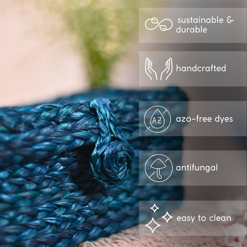 Handmade Sabai Grass Sandook - Indigo | Verified Sustainable Baskets & Boxes on Brown Living™