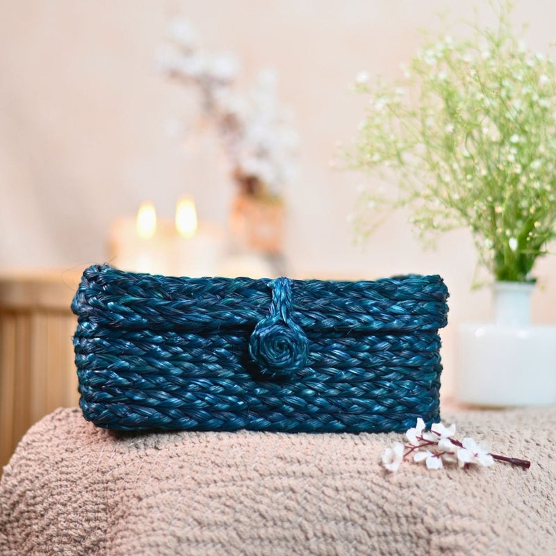 Handmade Sabai Grass Sandook - Indigo | Verified Sustainable Baskets & Boxes on Brown Living™