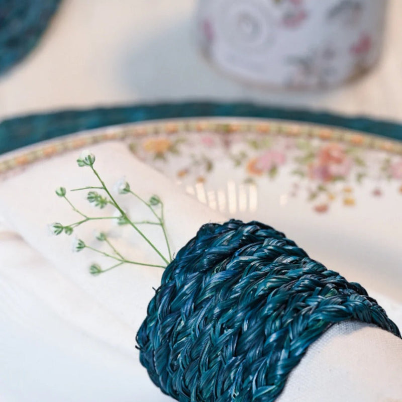 Handmade Sabai Napkin Rings - Indigo | Verified Sustainable Table Decor on Brown Living™