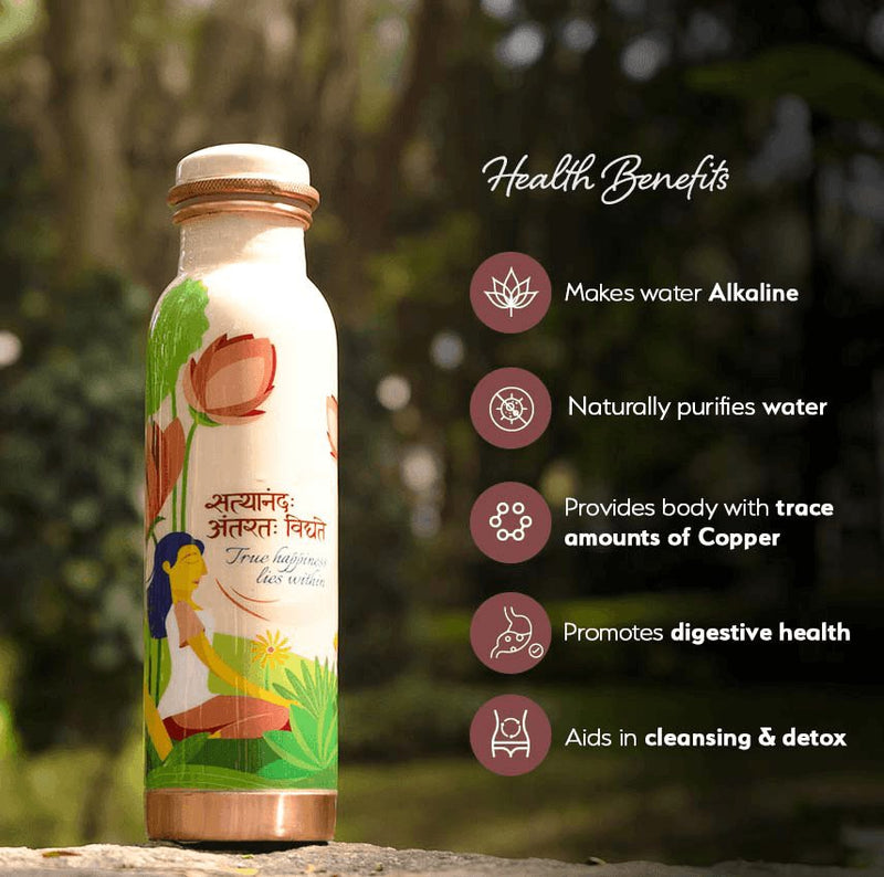 Happiness Copper Bottle - white - 500 ml | Verified Sustainable Bottles & Sippers on Brown Living™