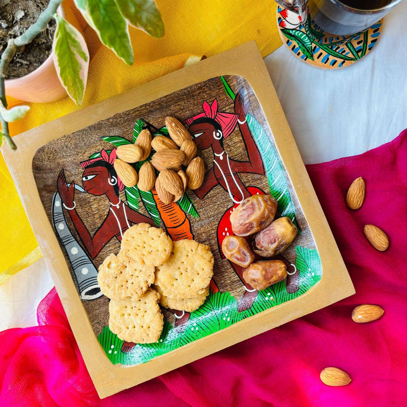 Harshil Hamper- Jashn Platter,Nritya Coasters, and Sangam Multipurpose Holder | Verified Sustainable Gift Giving on Brown Living™