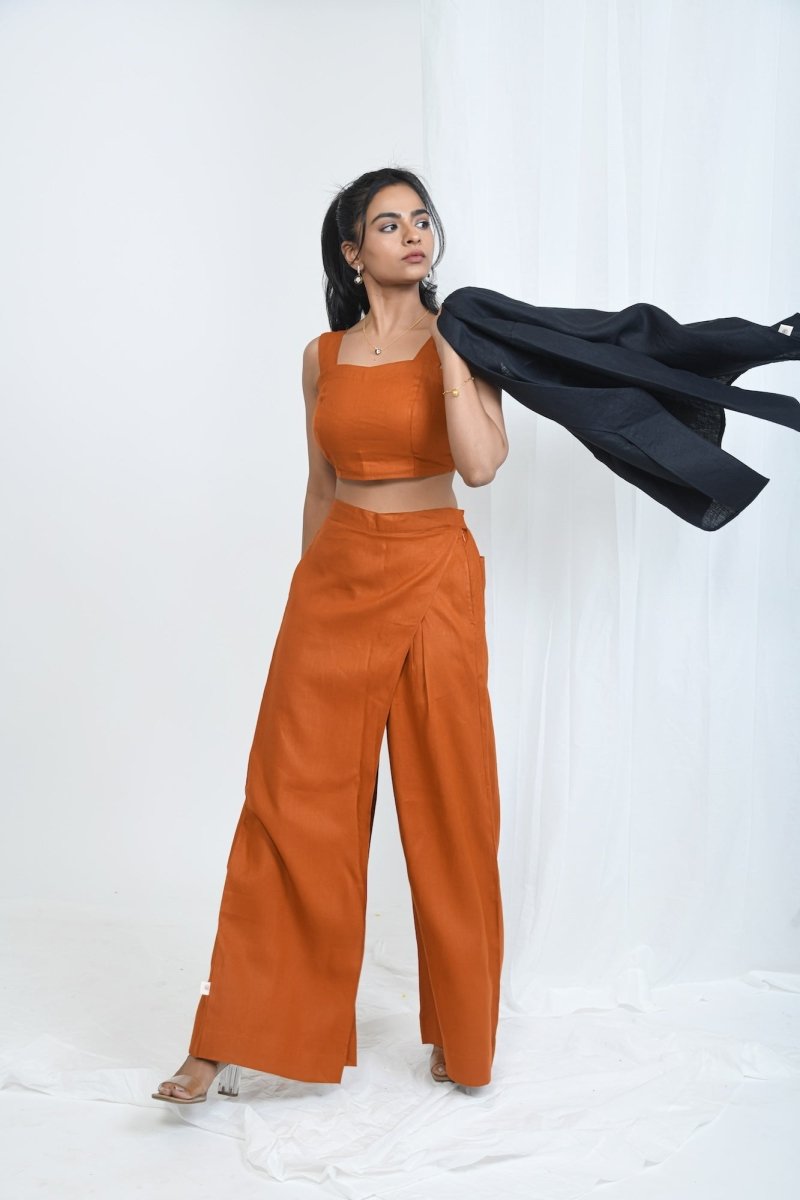 Hemp Wrap Pants | Rust - Limited Edition | Verified Sustainable Womens Pants on Brown Living™