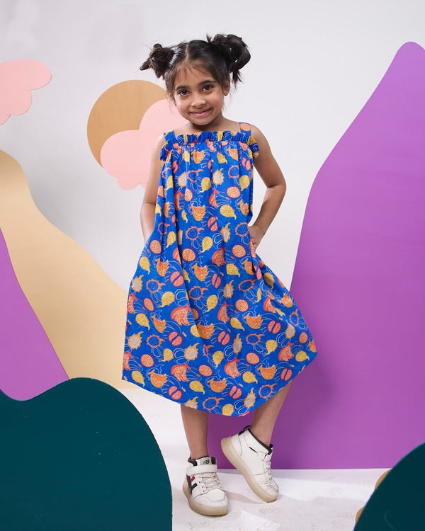 I-Peel- Good Printed Cotton Tie- Up Maxi Dress | Verified Sustainable Kids Frocks & Dresses on Brown Living™