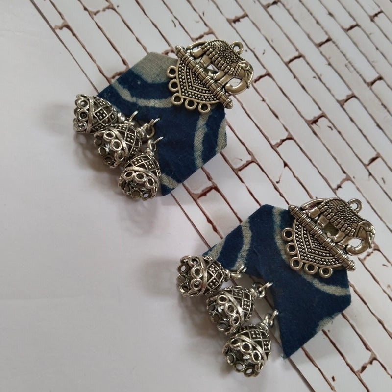 Indigo Blue Printed Elephant Charm Earrings For Women | Verified Sustainable Womens earrings on Brown Living™