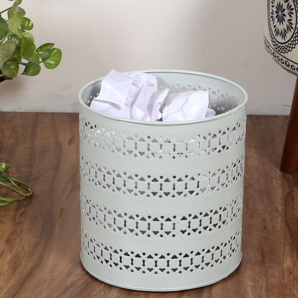 Ivory Mint Wastebasket Metal Trash Bin | Verified Sustainable Cleaning Supplies on Brown Living™