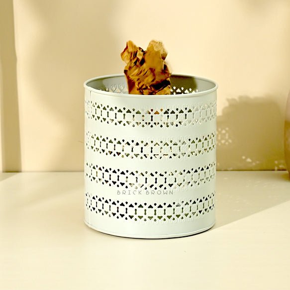 Ivory Mint Wastebasket Metal Trash Bin | Verified Sustainable Cleaning Supplies on Brown Living™