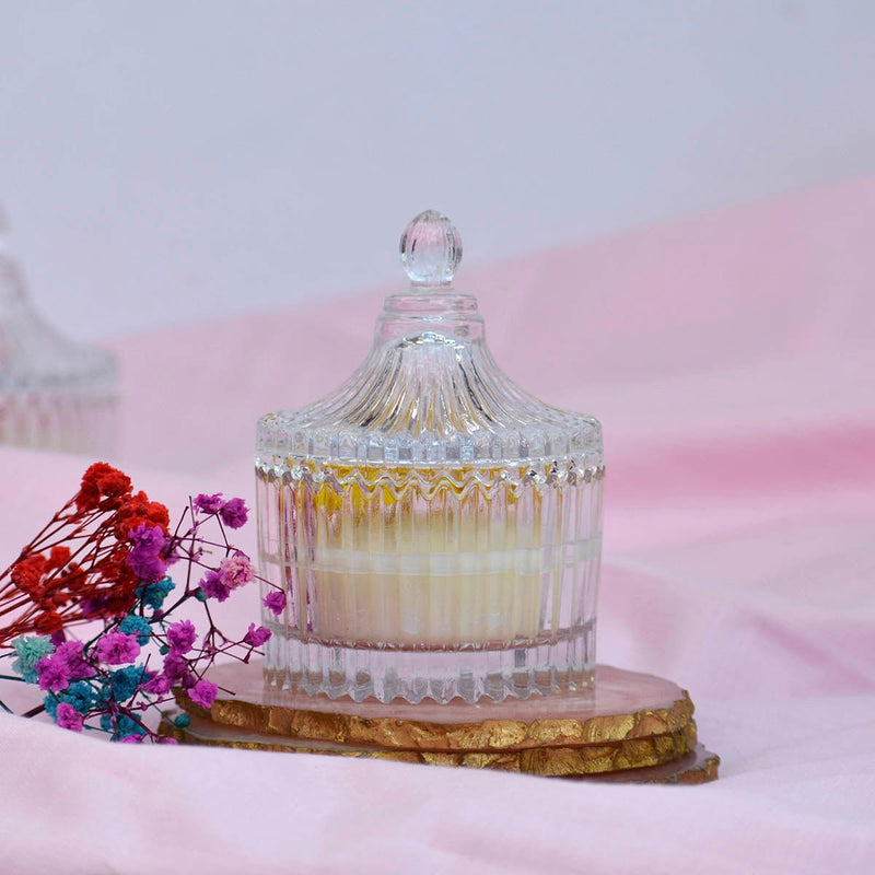 Jasmine Crystal Jar Soy Wax Candle with Flowers | Verified Sustainable Candles & Fragrances on Brown Living™