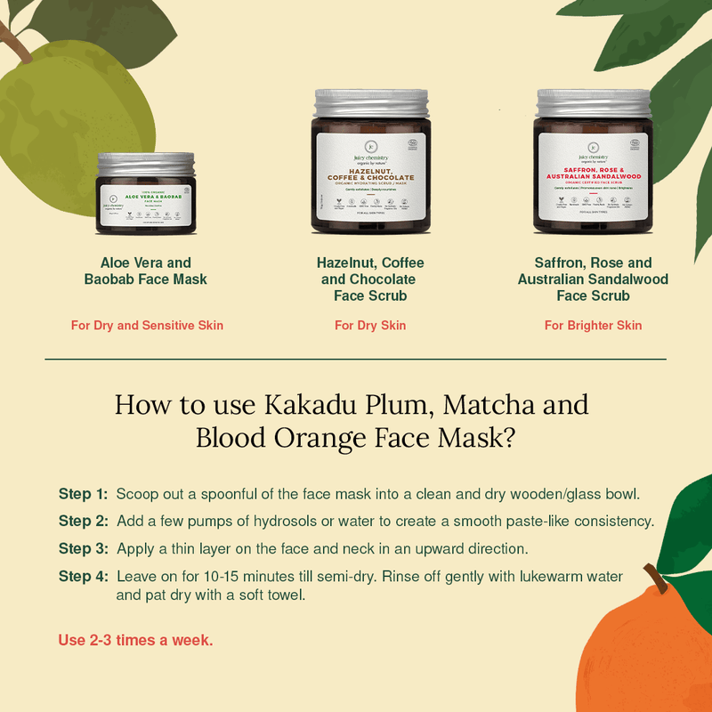 Kakadu Plum, Matcha & Blood Orange Organic Face Mask - 20g | Verified Sustainable Face Pack on Brown Living™