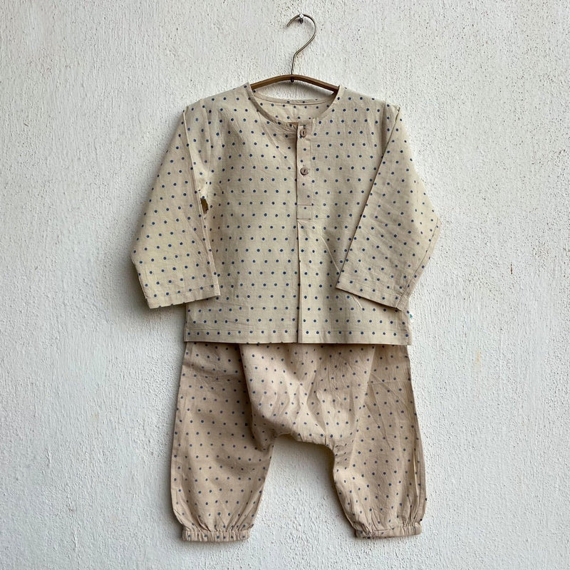 Kids Unisex Organic Cotton Check and Raidana with Raidana Pants- Indigo | Verified Sustainable Kids Daywear Sets on Brown Living™