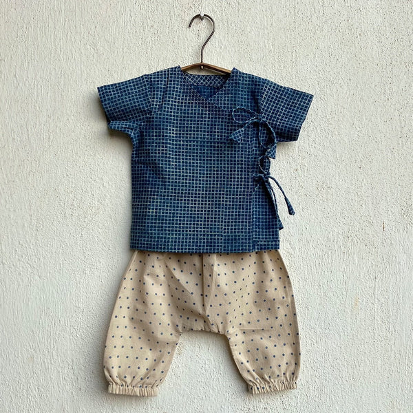 Kids Unisex Organic Cotton Check Angarakha and Raidana Pants | Verified Sustainable Kids Daywear Sets on Brown Living™