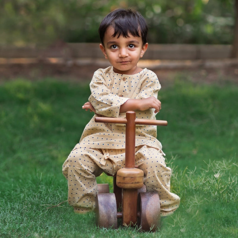 Kids Unisex Organic Cotton Indigo Raidana Kurta and Matching Pants | Verified Sustainable Kids Daywear Sets on Brown Living™