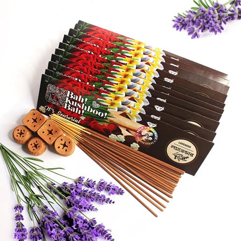 Lavender Bah Kushboo Bah Premium Sensorial Aromatic Incense Sticks (10 Packs = 400+ Sticks) | Verified Sustainable Pooja Needs on Brown Living™